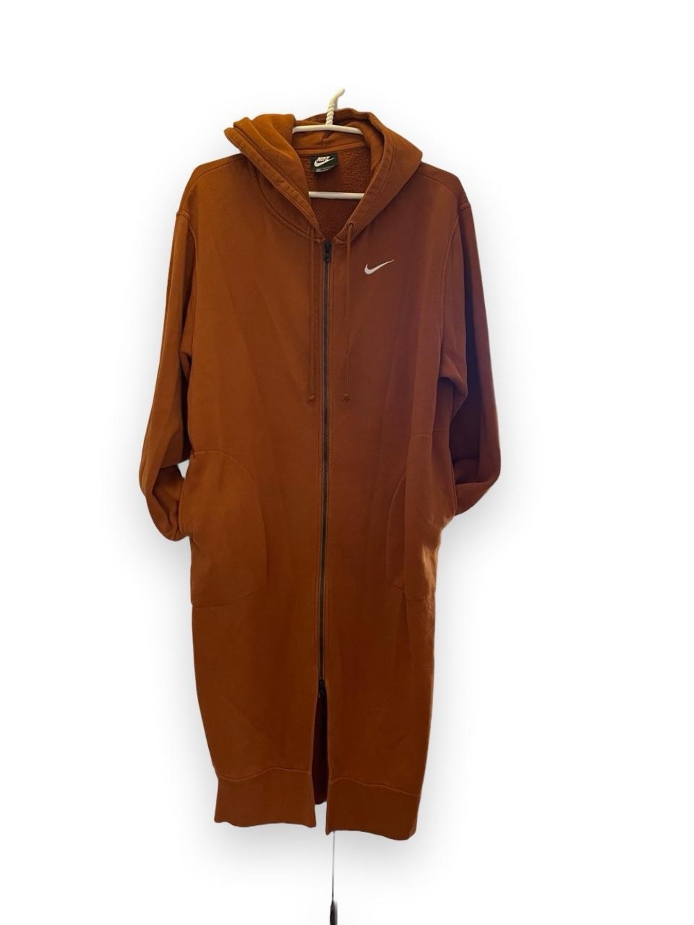 Nike Phoenix Fleece Oversized Long Full-Zip Hoodie - Womens M - Rust Colorway